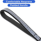 Pawtitas 6 FT Padded Dog Leash with Comfortable Neoprene Padding Handle - Black Lead | Medium Reflective Dog Leash with Highly Reflective Band Perfect for Medium and Large Dogs and Puppies
