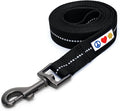 Pawtitas 6 FT Recycled Dog Leash with Reflective Stitched Thread Stitched on Side| Medium Reflective Dog Leash Made from Plastic Bottles Collected from Oceans – Black 6 ft Dog Leash