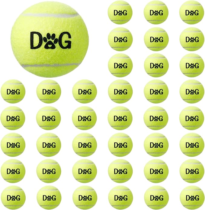 40 Pack Tennis Balls Dog Toys Bulk 2.5 Inch with Carry Bags, Easy Catching Interactive Fetch for Pet Puppy Small Medium Large Dogs Training Exercise and Practice