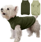 IECOii 2 Pack Fleece Sweaters for Dogs Boy Girl - Warm & Stretchy, Fall & Winter Coats for Small Breeds, Soft & Cozy Dogs Fleece Sweaters for Indoor Outdoor(Size M, Light Green & Army Green)