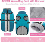 AOFITEE Dog Coat for Large Dogs, Waterproof Dog Winter Jacket with Built in Harness, Warm Turtleneck Cold Weather Coats Large, Reflective Fleece Lined Snow Jacket for French Bulldog, Boston Terrier, L
