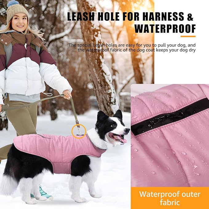iBuddy Dog Winter Coats with Fleece Vest,Waterproof Warm Dog Snow Jacket Windproof, Reflective Adjustable Pet Dogs Cold Winter Coat for Large Dogs Girl Boy