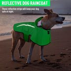 Flashseen Dog Rain Coat, Waterproof Dog Raincoat with Removable Hoodie, Pet Rain Jacket with Reflective Strip, Adjustable Lightweight Dog Hooded Raincoats for Medium Dogs