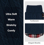 KYEESE Dog Sweaters with Leash Hole for Small Dogs Navy Blue Dog Turtleneck Sweater Pullover Knitwear with Gingham Warm Pet Sweater (Medium (Pack of 1))