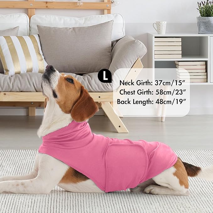 Large Adjustable Anxiety Shirt for Medium Dogs,Lightweight Fireworks Calming Hoodie Wraps Neck,Anxiety Relief for Separation,Sound,Breathable Soft for All-Seasons(Rose)