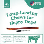 BARK'N BIG 12 Inch Odor Free Bully Sticks for Dogs Made in USA - Single Ingredient Dog Chew - Premium Pizzle Sticks - Beef Pizzles for Large Breeds - 8 Count