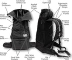 K9 Sport Sack Knavigate - X-Large, Midnight Black - Ideal for Dogs with 23-25” Back Length - Adjustable, Backpack-Style Carrier with Internal Frame & Padded Hip Belt