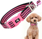 Small Dog Collar with Bell Reflective - Adjustable Tiny XS XXS Breed Collar for Girl Female,Night Walk Safety Accessory（Pink S）