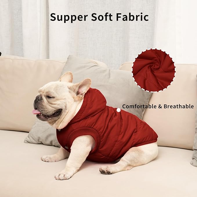 Fleece Lining Extra Warm Dog Hoodie in Winter for Large Dogs Jacket Pet Coats with Hooded,Red XXXL