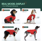 Kuoser Dog Puffer Jacket Warm Dog Coat for Extra Large Dogs, Windproof Reflective Pet Padded Vest Cold Weather Clothes Puppy Snowsuit with Hook & Loop Coats, Easy On/Off, Red 3XL