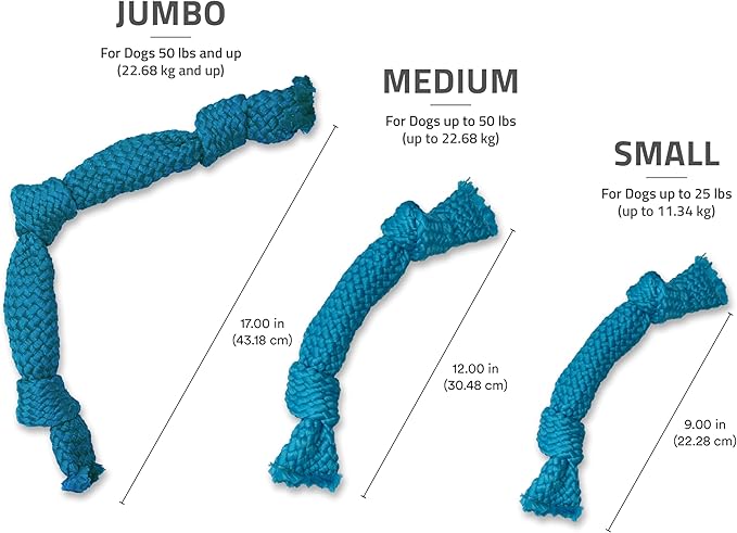 Playology Dog Toys | Dri-Tech Dental Rope Toy for Dogs - Gentle on Teeth | Medium Peanut Butter Scented Toy - Easy to Clean and Made from Non Toxic Materials
