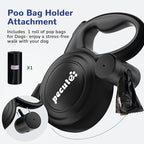 Pecute 32ft Retractable Dog Leash with Reflective Strips, One-Button Control & Sturdiness Nylon Material, Long Leash Retractable with Poop Bag Holder for Medium Large Dog