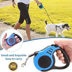 Retractable Dog Leash for Medium & Small Dogs & Cats - 16.5FT Tangle Free Heavy Duty Walking Leash with Anti Slip Handle, Pause & Lock Strong Nylon Tape, Blue