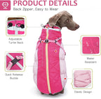 Dog Winter Coat with Harness, Dog Jacket, Pet Clothes with Zipper on Back, Waterproof Windproof Warm Vest, Reflective Cold Weather Coats, for Small Medium Large Dogs, Thick, Pink,XS