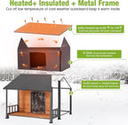 GUTINNEEN Heated Dog House for Outside Large Insulated Dog House Outdoor with Safe Heated Pad, Chew-Proof Metal Frame and Insulated Liner for Medium to Large Dogs, 44.5" L x 45" W x 35" H