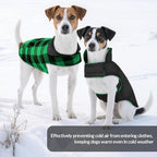ASENKU Dog Winter Coat, Fleece Doggie Jacket Plaid Reversible Vest Waterproof Windproof Cold Weather Clothes for Small Medium Large Dogs (L, Green)