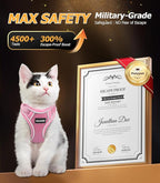 Halypet Cat Harness and Leash Set [MAX Safety 4th-Gen Upgrade] Escape Proof Adjustable Cat Leash Comfortable Soft Vest Easy to Wear Kitten Harness with Reflective Strip for Cats Walking, M Pink
