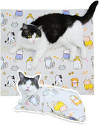Cat Grooming Wrap for Cutting Nails, 27.6" Anti-Escape Calming Cat Swaddle Wrap for Medicine, Nail Clipping, Teeth Brushing, Ear Cleaning, Self-Adherent Burrito Restraint, (CatLand, L)