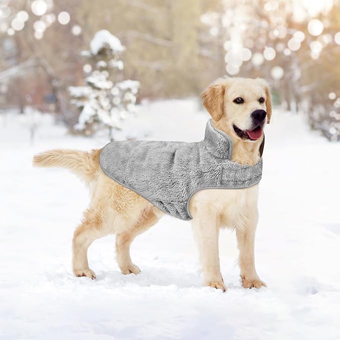 Malier Dog Winter Coat, Reversible Fleece Dog Cold Weather Coats, Windproof Warm Snow Puppy Jacket Vest Pet Clothes for Small Medium Large Dogs (Gray, Medium)