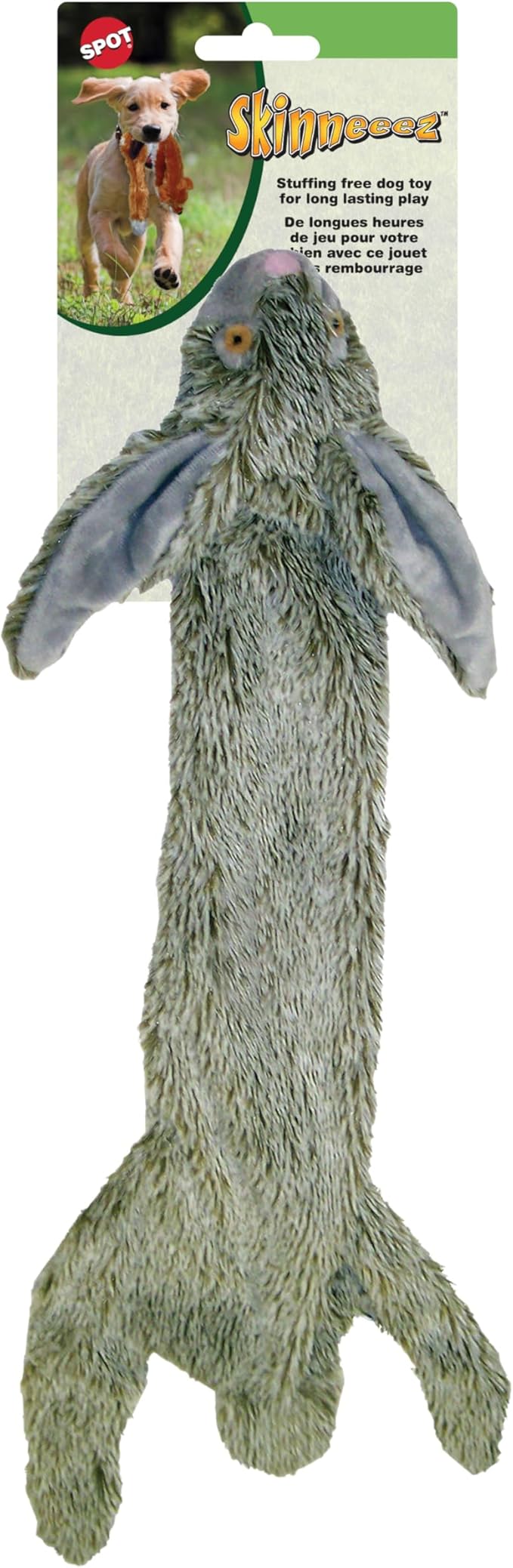 SPOT Skinneeez Rabbit 22 Inch Stuffing-Free Plush Dog Toy with Dual Squeakers – Long Interactive Chew Toy for Medium and Large Dogs – Mess-Free Play for Light & Moderate Chewers