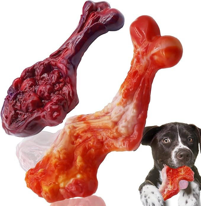 Magicorange Dog Chew Toys for Aggressive Chewers, Nylon Durable Dog Toys, Bacon Flavored Tough Chew Toys (2 Pack)