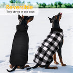 ASENKU Dog Winter Coat, Fleece Doggie Jacket Plaid Reversible Vest Waterproof Windproof Cold Weather Clothes for Small Medium Large Dogs (XS, White)