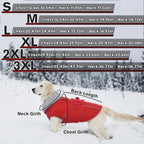 Lelepet Warm Dog Coat - Reflective Waterproof Fleece Vest with Adjustable Buckle Hook & Loop, Windproof Winter Jacket Dog Coats for Small Medium Large Dogs, Red, L