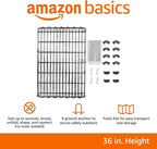 Amazon Basics Foldable Octagonal Metal Exercise Dog Playpen - Indoor/Outdoor, No Door, Medium (8 Panels, 24 x 36), Easy to assemble, store, and customize, 36" - Medium, Black