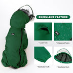 PINA Dog Raincoat - Waterproof Dog Jacket with Hood and Reflective Strap, Lightweight Poncho for Wet Weather, Full Wrap Design for Full Protection