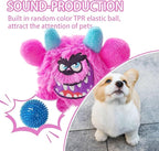 Squeaky Plush Ball Dog Toy, Little Monster Puppy Toys Suitable for All Breeds, Dental Care, Skin-Friendly and Soft and Durable (Rose Red, Large)