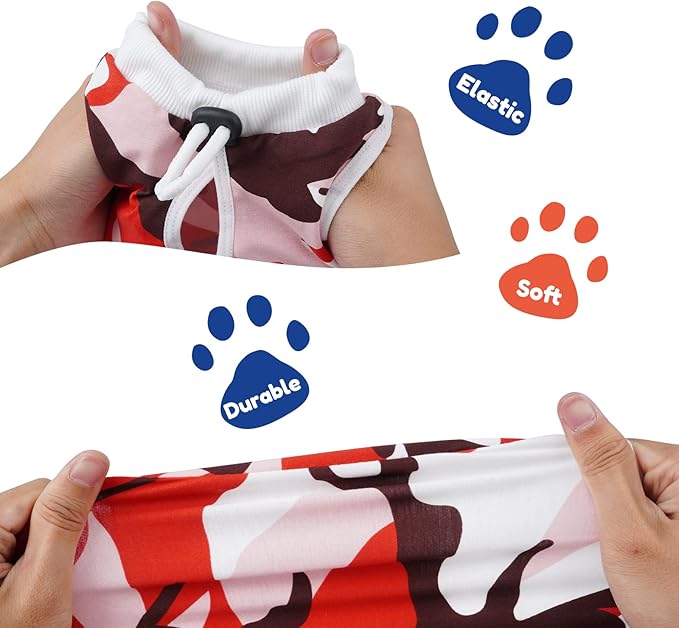 Cat Surgical Recovery Suit, Abdominal Wounds Cone E-Collar Alternative Anti-Licking Or Skin Diseases Pet Surgical Recovery Pajama Suit, Soft Fabric Onesies for Cats (L, Red)