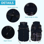 Geyecete Winter Warm Coat Waterproof Dog Jacket with Harness Traction Belt, Pet Outdoor Jacket - Navy - XXL