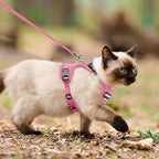 Cat Harness and Leash for Walking, The Upgrade Can be Adjusted in Four Directions and Breathable Cat Harness for Anti Escape That can be Fitted and Positioned, Reflective Strips Harness, Pink,S