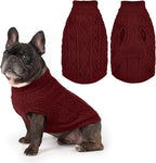 PUPTECK Dog Sweater, Turtleneck Warm Knitted Pullover Coat, Thick Cable Knitwear Clothes in Winter, Pet Apparel Outfits for Small Medium Dogs, for Cold Weather Indoor & Outdoor, Deep Red S