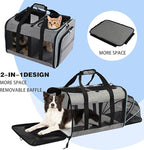 Portable 2-in-1 Pet Carrier,Double Compartment Cat & Dog Carrier for 2 Cats,Expandable Medium Dogs Large Cat Carrier with Sturdy Base,Breathable,Good for Traveling Walking Camping（Blue）