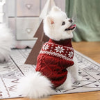 Warm Winter Pink Dog Sweater - Cold Weather Pet Clothes for Small Medium Large Dogs Indoor Outdoor, Soft Classic Knit Puppy Apparel Coat, Dark Red, SM