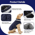 Dog Winter Coat Warm Padded Puppy Jacket Windproof Water Resistant Clothes for Small Medium Large Pets Christmas Sweater Outfit Vest(DarkBlue, XS)