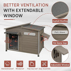 Outdoor Dog House, Weatherproof Wooden Kennel for Medium Dogs, Large Wooden Dog House with Chew-Proof Iron Frame, Removable Floor (Grey, 43.5"D x 29.5"W x 33.5"H) (Grey, 43.5" D x 29.5" W x 33.5" H)
