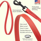 Dogline Biothane Waterproof Dog Leash 2/4/6 Ft Strong Coated Nylon Webbing with Black Hardware Odor-Proof Easy to Clean High Performance for Small or Large Dogs Made in USA, Cherry Red
