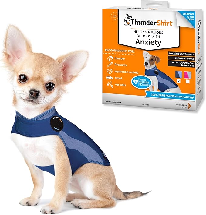 ThunderShirt for Dogs, XX Small, Blue Polo - Dog Anxiety Relief Calming Vest