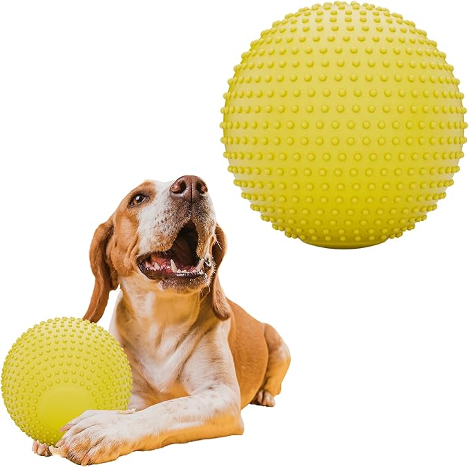 Dog Balls, EVA Dogs Toy Ball for Aggressive Chewers, 5 Inch Durable High Elasticity Interactive Ball for Training Dog Catch and Fetch, Floatable Toy for Medium and Large Dogs Puppies (Yellow)
