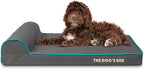 The Dog’s Bed Orthopedic Headrest Dog Bed Med Grey/Blue, Memory Foam, Pain Relief: Arthritis, Hip & Elbow Dysplasia, Post Surgery, Lameness, Waterproof Washable Cover