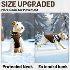 Dog Winter Coat for Small & Medium Dogs (Up to 31lb), Waterproof Dog Coat with Harness, Puppies Windproof Puppy Puffer Jacket, Snowsuit for Dachshund,Frenchie, Corgi (Classic Brown, 2XLarge)