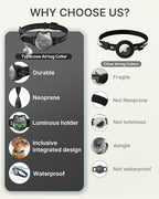 Waterproof Airtag Cat Collar, Breakaway Cat Airtag Collar with Luminous & Reflective Fish Pattern, Lightweight Kitten Collars for Apple Air tag, Hidden GPS Tracker Holder for Cats, Kittens(9-13")