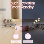 Interactive Cat Toy, Electric Cat Toys for Moving Concealed Feathers, Smart Sensor 7 Holes Whack a Mole Feather Toy, USB Charge Automatic Kitten Toys, Pink