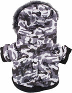PET LIFE Classic Metallic Fashion Pet Dog Coat Jacket Parka w/ 3M Insulation and Removable Hood, Large, Deer Pattern