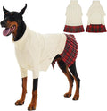 IECOii Girl XXXL Dog Sweater Dress, Girl Dog Sweaters for Extra Large Dogs Turleneck, Beige,XXXLarge, Thermal Warm Knitwear with Leash Hole, Adorable Cable Knit Sweater for Christmas & Thanksgiving