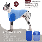 IKUPUKO 2 Pack Dog T-Shirts for Extra Large Dogs Soft Breathable Cotton Shirt Shedding Control Clothes for Great Dane, Summer Hot Weather Walking, Seaside, Park Play, XXXXXL