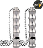Titanium Pill Holder Necklace for Men Women Emergency Whistle Mini Keychain Nitro Pill Case with Loud Whistles EDC Safety Backpacking Survival Hiking Camping Pets Training