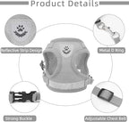 Cat Vest Harness and Small Dog Vest Harness for Walking, All Weather Mesh Harness, Cat Vest Harness with Reflective Strap, Step in Adjustable Harness for Small Cats (Gray, S)